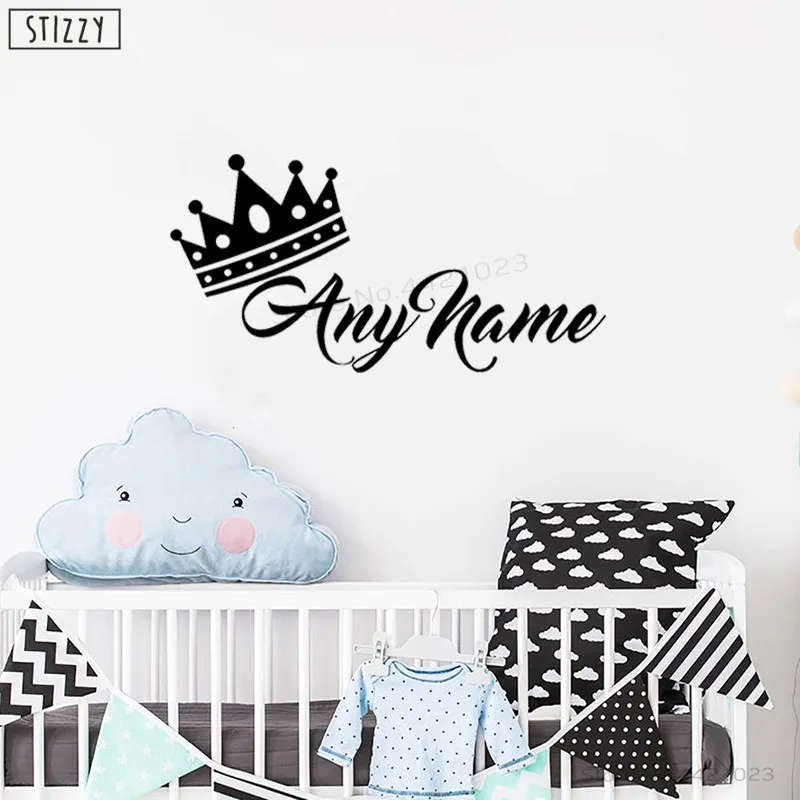 Princess//Prince Personalised Custom Name Wall Stickers Decal Kids Nursery Decor