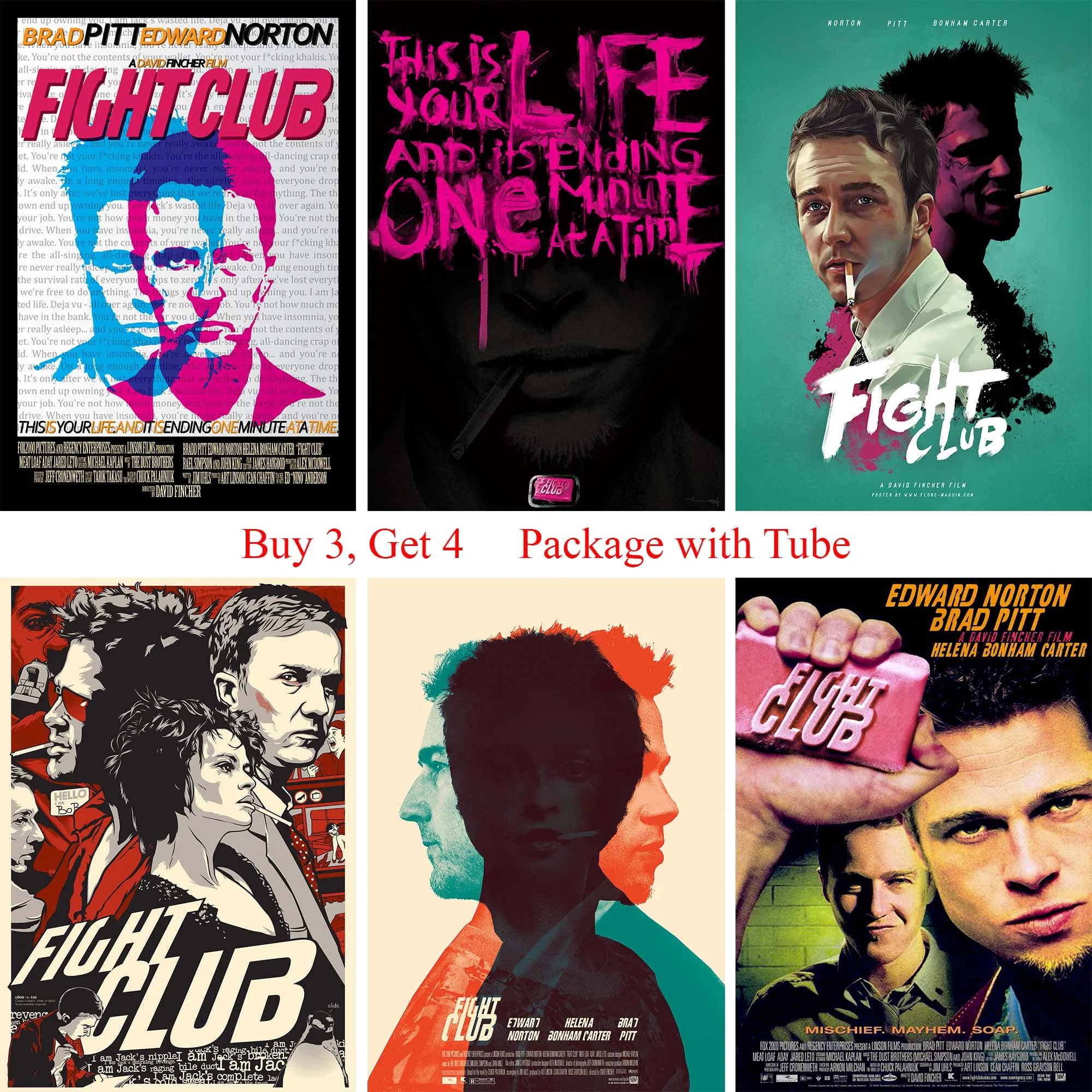

Fight Club Movie Posters White Coated Paper Prints Home Decoration Wall Stickers Home Art Brand
