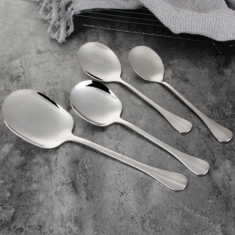 

2pcs/lot Creative Tablewares Square Head Serving Spoon Large Spoon Stainless Steel for Preparing and Serving Food