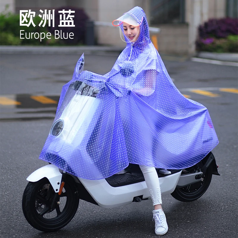 12.Single double rain poncho raincoat Transparent waterproof rain gear electric bicycle battery car motorcycle ladies poncho adult battery car rain poncho FashionableEurope blue