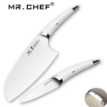 2pcs/set Professional Cleaver 7inch Cooking Tool knife set Kitchen Chefs Knives Meat Slicer Seafood kit German Steel abs handle