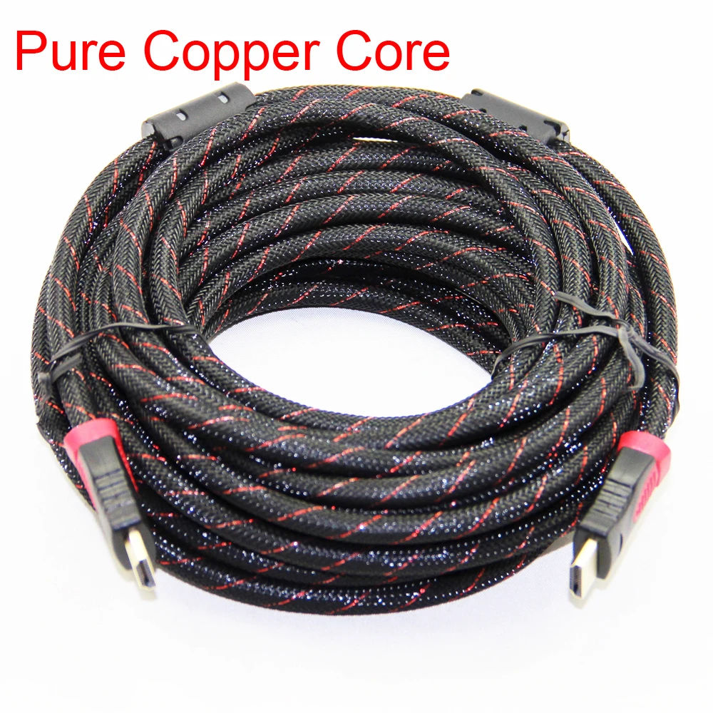 

Gold Plated Nylon Mesh Braided HDMI Cable Pure Copper V1.4 HDMI Male to Male Super Speed 1080P 3D 3m 5m 10m