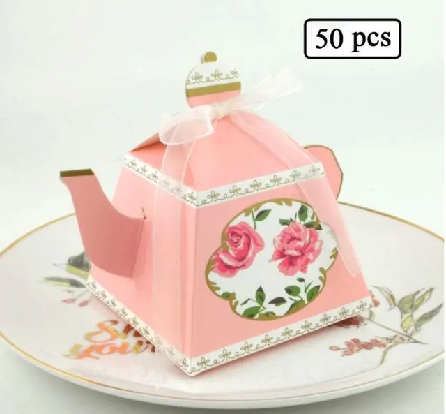 50pcs Tea Time Favor Boxes Teapot Treat Boxes Wedding Bridal Shower