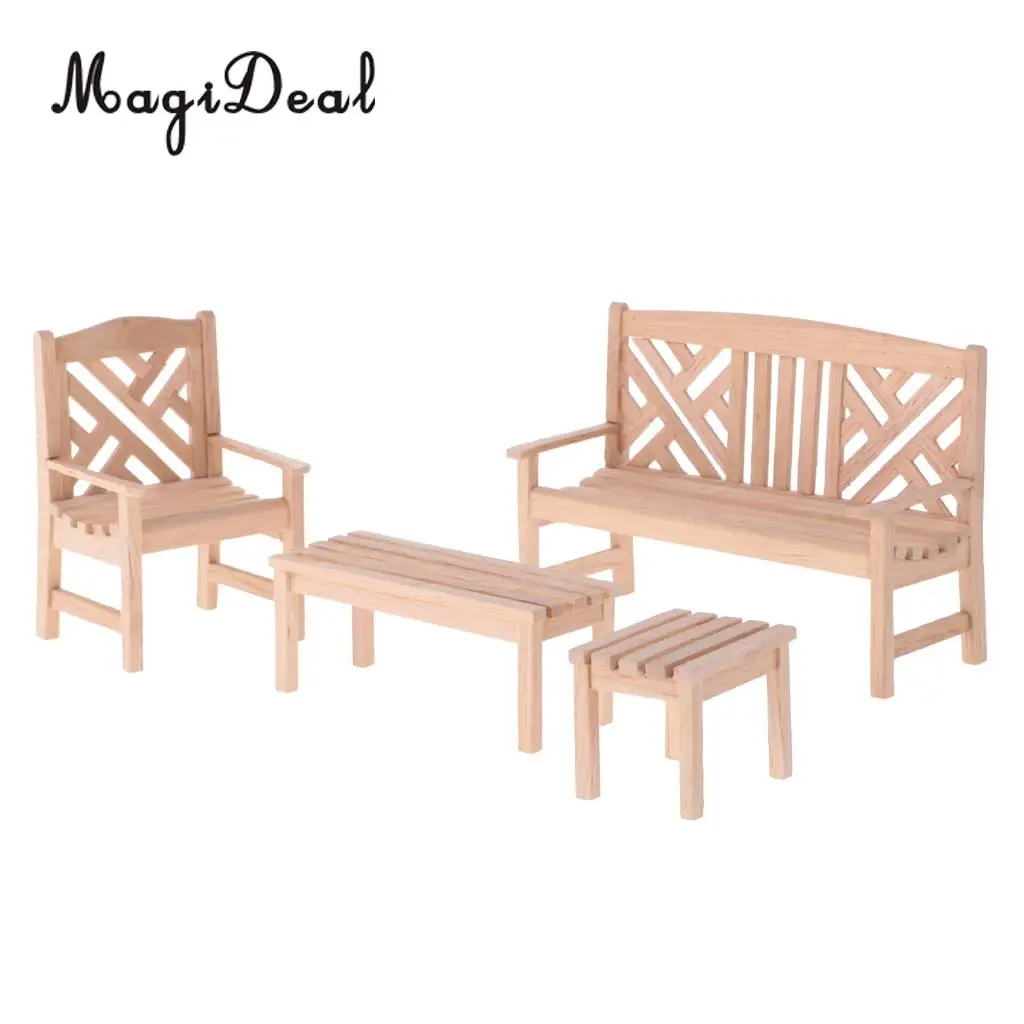 Magideal 1 مجموعة اليدوية 1:12 مصغرة دمية خشبية حديقة الأثاث لا الطلاء ل دمية نوم غرفة المعيشة الأطفال لعبة