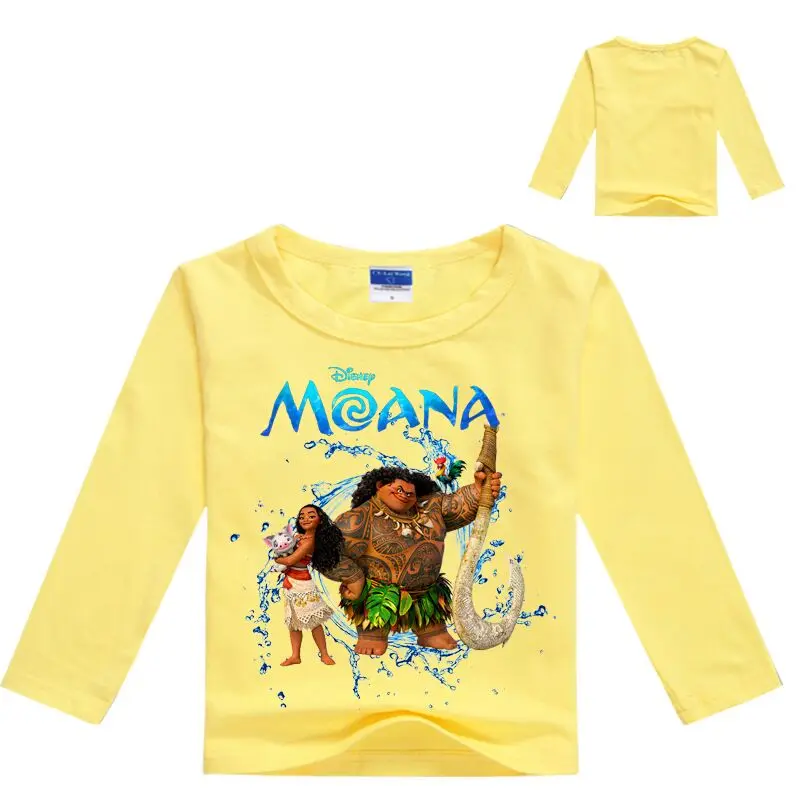 

New Autumn Baby Girls Moana Maui Kids Children Clothes Boys and Grils Long Sleeve Anime T-shirt Vaiana t shirt