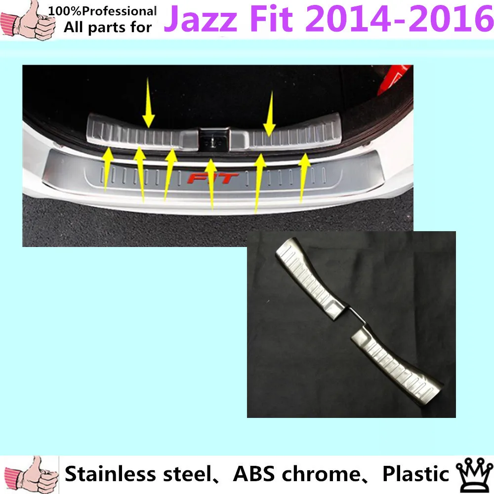 Car Styling cover Stainless Steel inner Rear Bumper trim plate lamp frame threshold pedal 1pcs for Honda FIT JAZZ 2014 2015 2016 for porsche cayenne 2015 stainless steel outer rear bumper foot plate trim 1pcs car styling