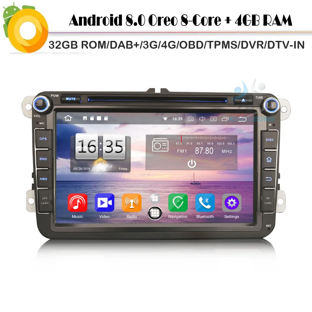 DAB + 8 ядерный Android 0 Авторадио автомобильный CD плеер WiFi 4G GPS Радио BT DVR OBD для Volkswagen Polo