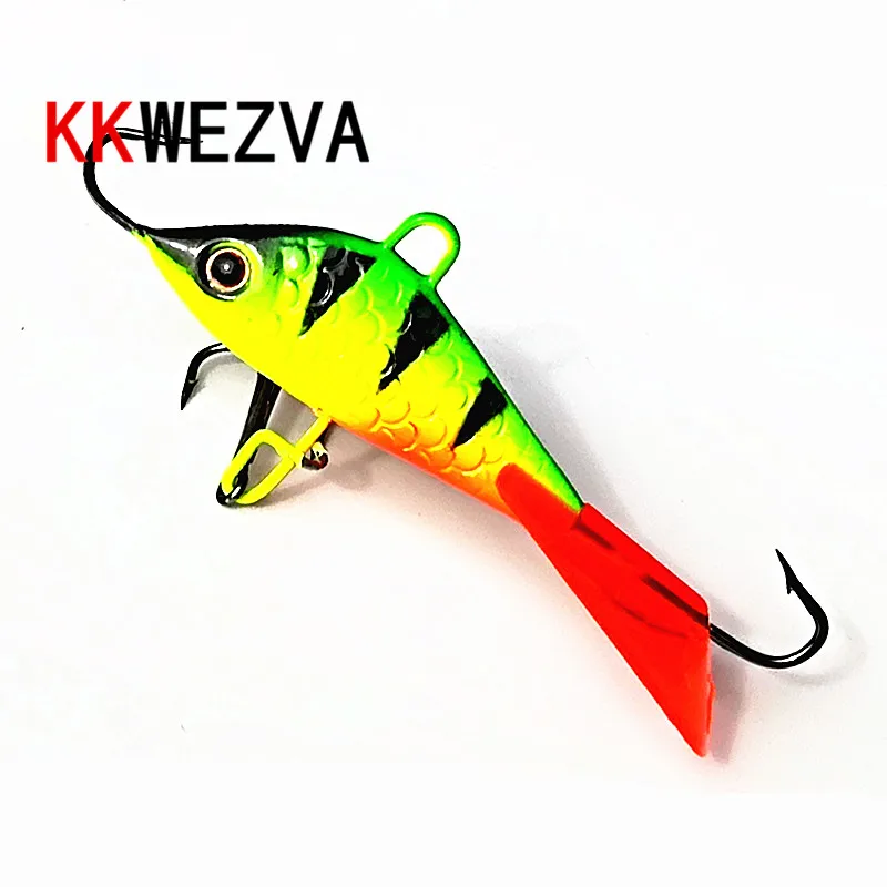 KKWEZVA 1pc 52mm 7.3g Metal color Fishing Lure winter Ice Jig Fishing Hard Bait Minnow Pesca Tackle hooks