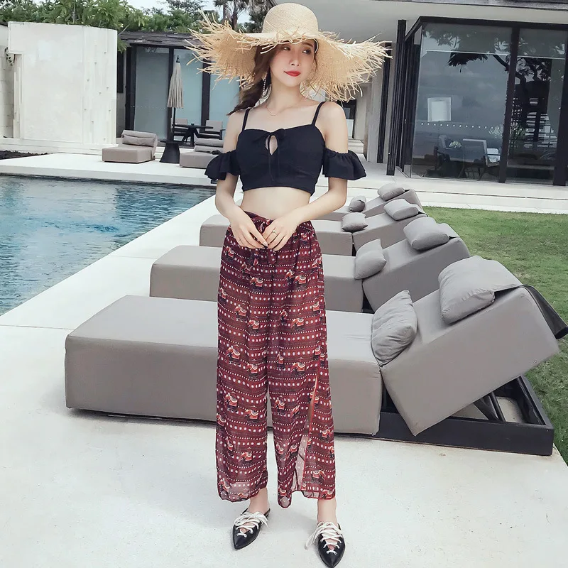 

Swimwear With High Waist 2019 Plavky Two Piece Swimsuit For Women Bikinis Ladies Bikini Sexy Tankini Tightening Split Swimming