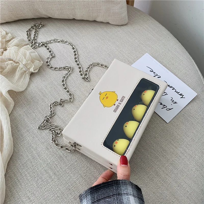 

Summer bag handbags new 2019 chain slung shoulders cute funny chicken small square bag chicken box bag