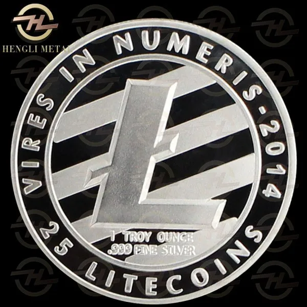 1 OZ Pure .999 Silver Plated 25 LTC Physical Litecoin Medallion coin Similar Bitcoin dogecoin Souvenir Commemorative coin (1)