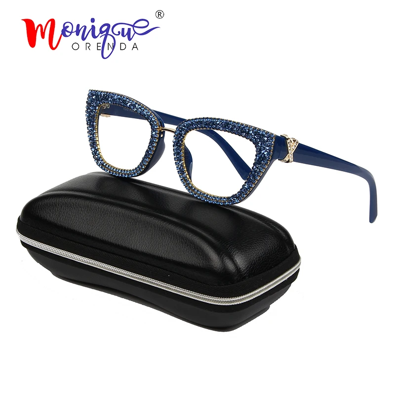 Винтажные женские очки "кошачий глаз", роскошные дизайнерские модные гравия, стразы, очки для девушек, оправы, женские очки, простые очки