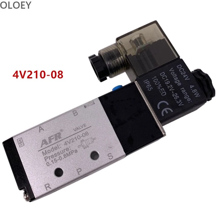 

Each One 2 Position 5 Port Airtac Electric Solenoid Valve 4V210-08 DC 24V DC12V AC110V AC220V 1/4" Port Size