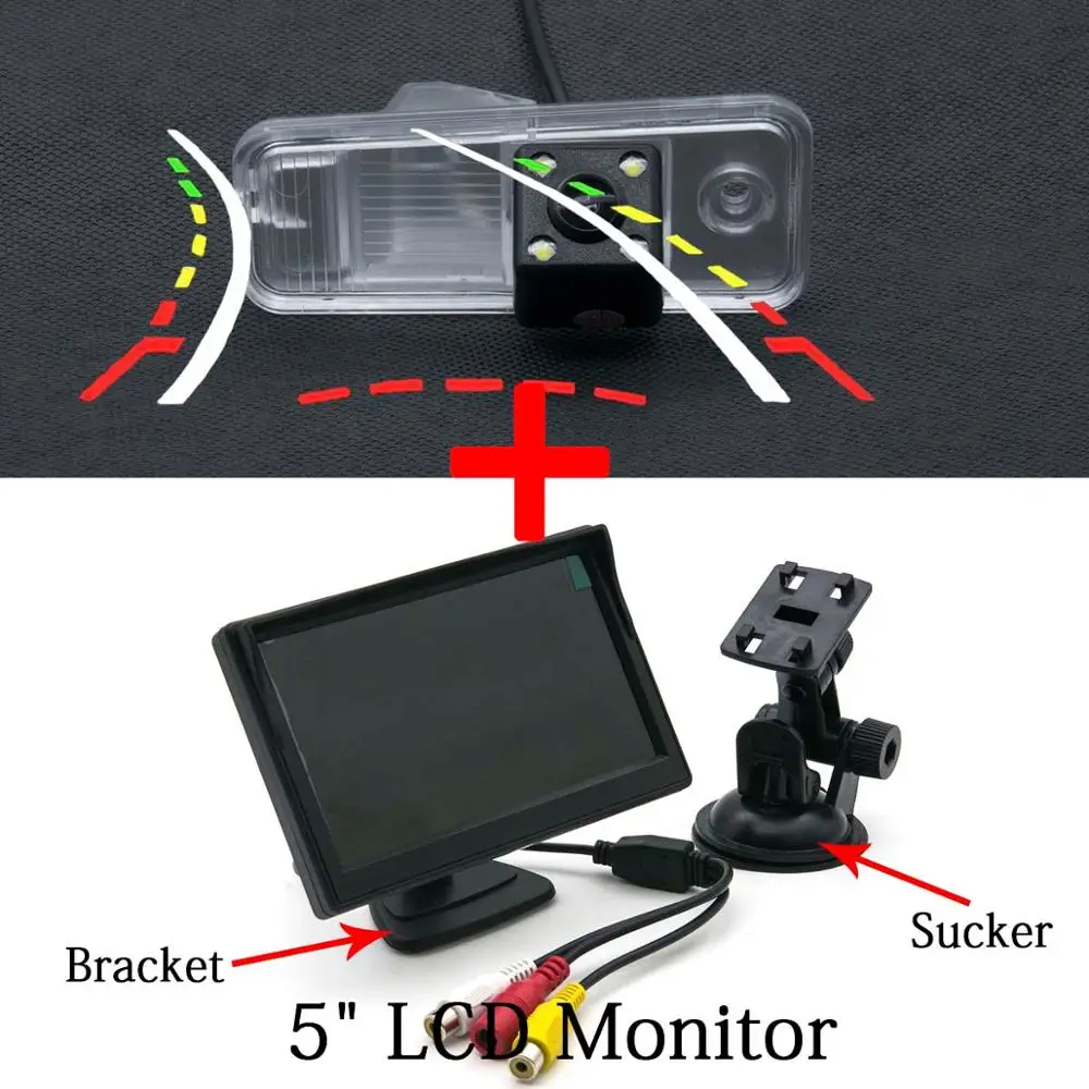 Динамическая траектория Автомобильная камера заднего вида для hyundai Carens Santa Fe 2013 IX25 Creta парковка 4," 5 дюймов резервный монитор - Название цвета: Camera 5 inch LCD