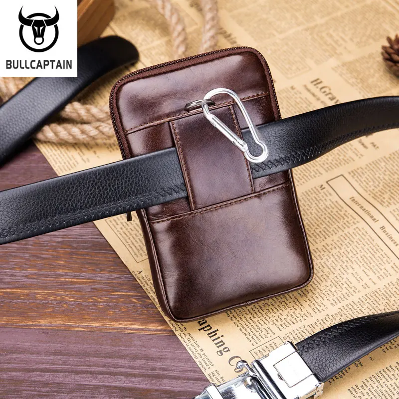 BULLCAPTAIN 2019 رجال حزام جلد الخصر حقيبة العسكرية حزمة مراوح رخوة صغيرة المال الهاتف الخصر حزمة بوم الحقيبة محفظة