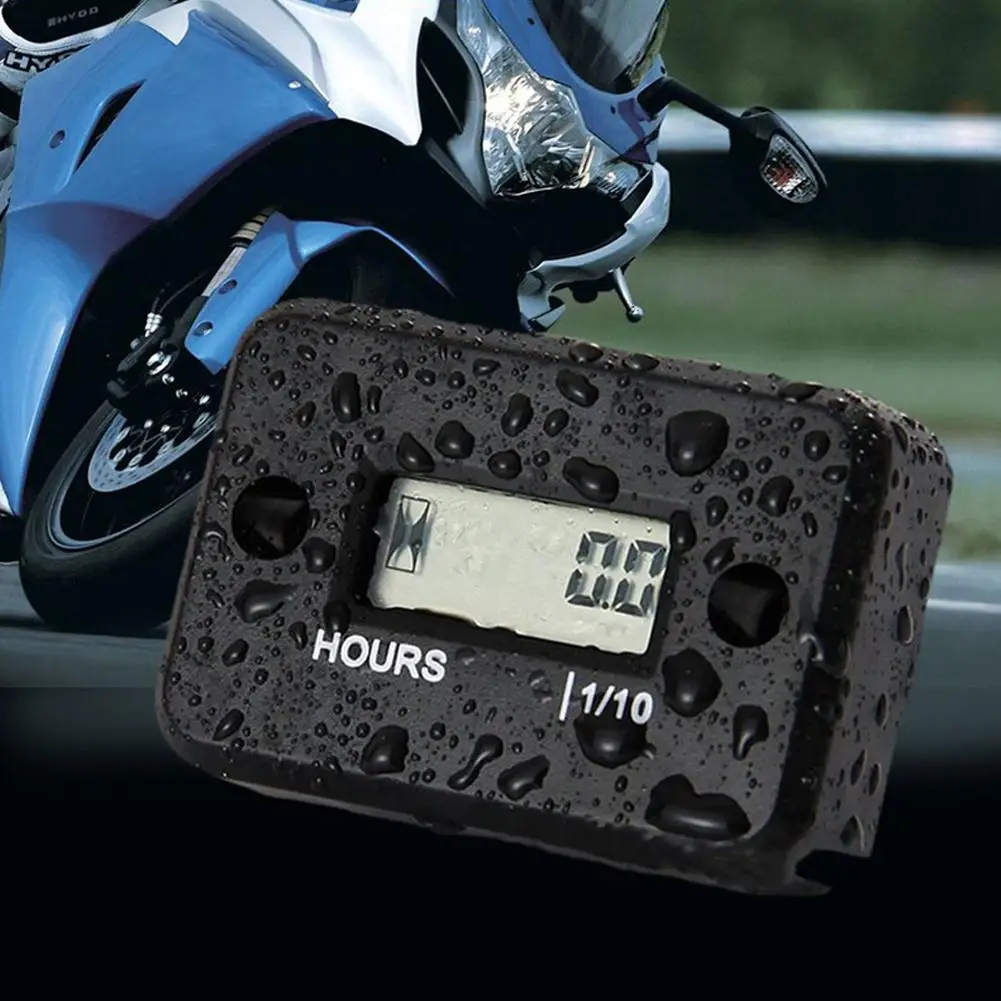 Waterproof Digital Hour Meter Gauge LCD Motorcycle for 4 Stroke Gas Engine 