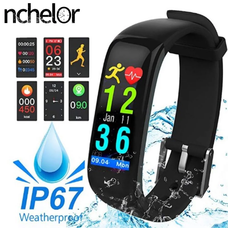 

NEW Smart Fitness Bracelet Color Display Heart Rate Blood Pressure Monitor Sleep Tracker Bluetooth Waterproof Smart Band for Men