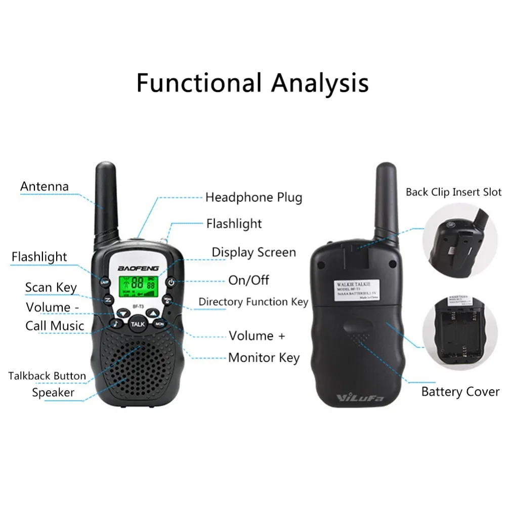 baofeng BF-T3 BF T3 BFT3 cb комплект мини детская рация для детей 2 шт автомобильная портативная рации ham радиостанция трансивер baufeng двухдиновая магнитола радиостанции boafeng uhf телефон walki talki радиолюбитель