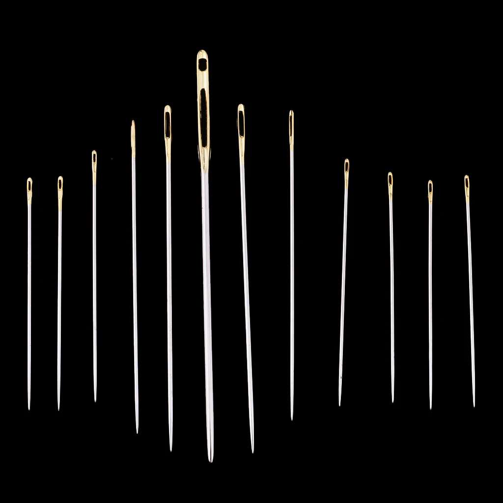 12Pcs Thick Big Eye Sewing Threading Embroidery Hand Needles for Embroidery Quilting Darning Assorted 5 Size