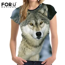 Forudesigns/футболки тренер Бег для женщин Футболки для девочек 3D волк печати эластичные мягкие спортивная для спортзала Верхняя одежда для Для женщин