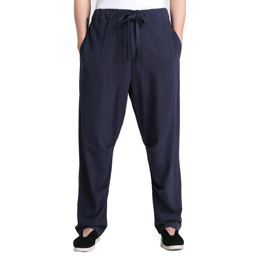 

G-LIKE Men Spring Pure Color Cotton Linen Pocket Trousers Martial Arts Formal Breathable Pants