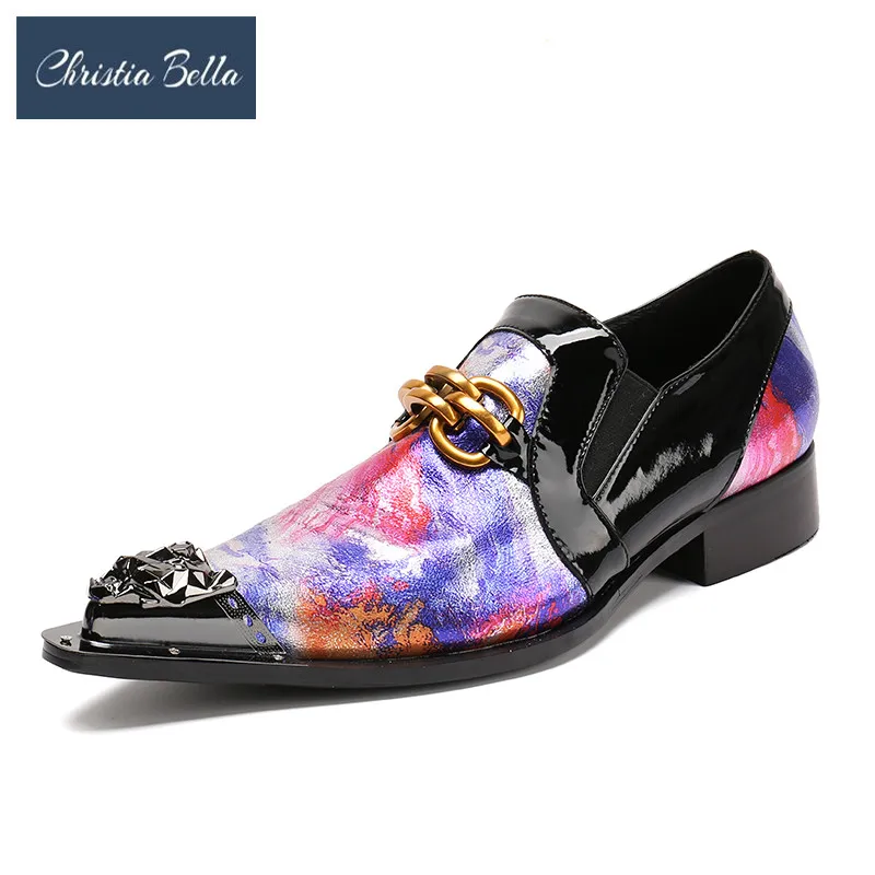 

Christia Bella Pointed Toe Formal Shoes Metal Tip Oxford Shoes Men Dress Shoes Genuine Leather Luxury Wedding Business Male Shoe