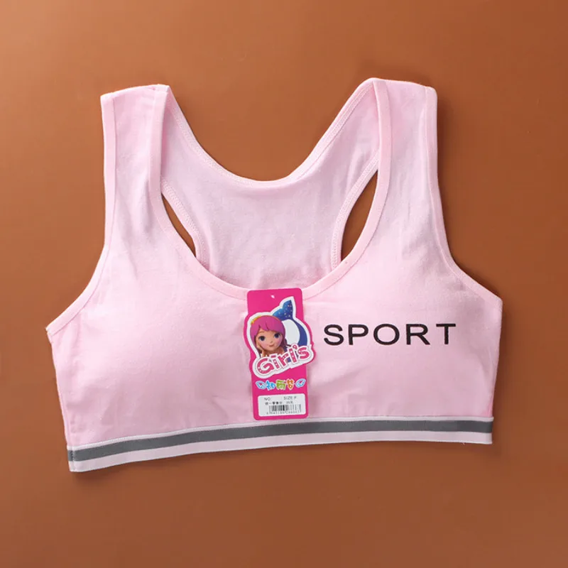 Teenageer Girls Sports Bra Gym Underwear Wireless Teenager Bra with Chest Pad Cotton Young Girls Training Bra