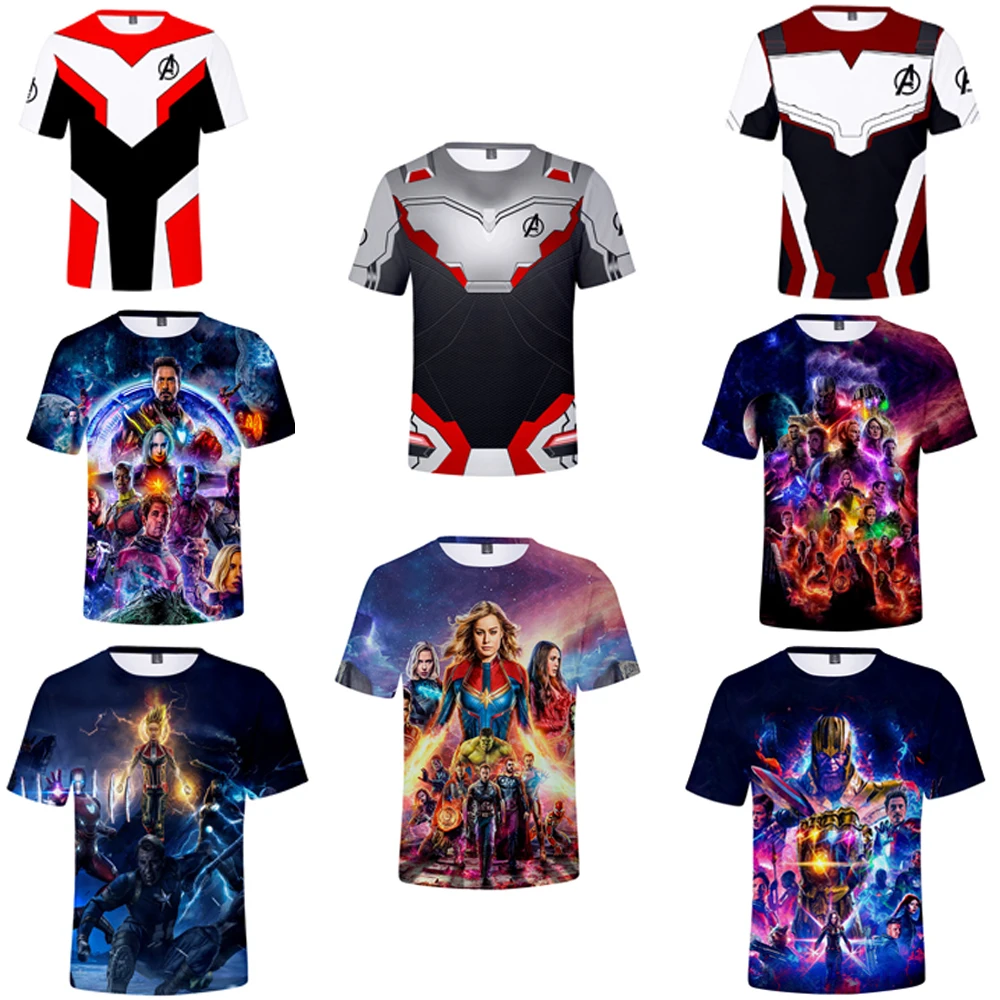 

Hot Sale Adult 1:1Avengers 4 Endgame Quantum Realm Final Battle Quantum Wardrobe Short Sleeve 3D T-Shirt Captain America Top
