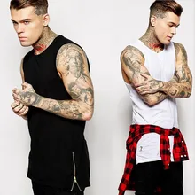 Для мужчин топы плюс Размеры 5xl Singlets Фитнес Для мужчин S рубашка без рукавов бодибилдинг Боковая молния белый жилет одежда