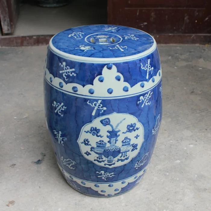 Jingdezhen Large Garden porcelain drum stool ceramic stool for dressing table Blue And White chinese ceramic stool (1)