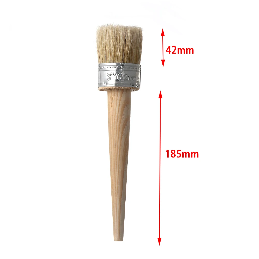 1PC Wood Handle with Natural Bristles Chalk Oil Paint Wax Brush Furniture Stencils art Home Decor Paint Brush Car Cleaning Brush images - 6