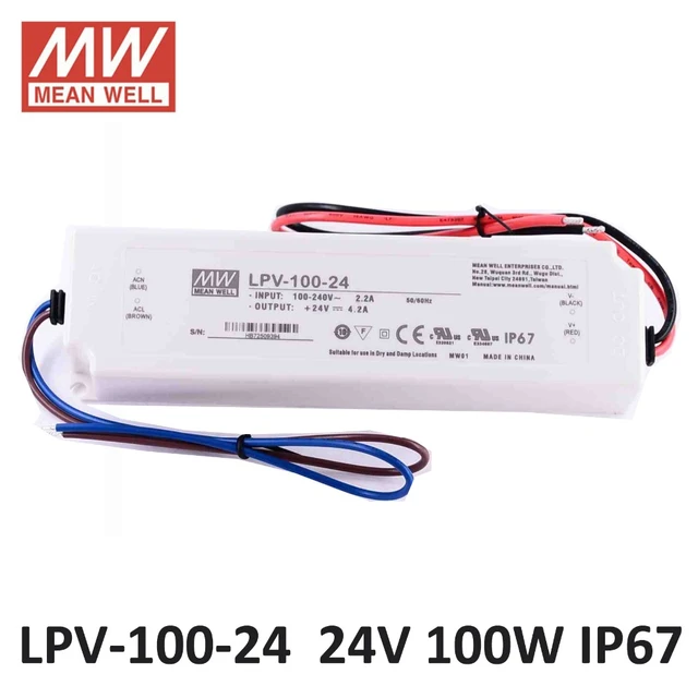 Fuente alimentación Mean Well LPV-100-24 IP67 100w 24v
