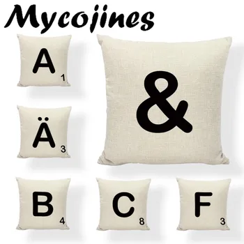 

New Design Alphabet Scrabble Tiles Throw Pillow Case Classic Game 43*43cm 26 Letters Home Office Couch Rock Chair Cushion Cover