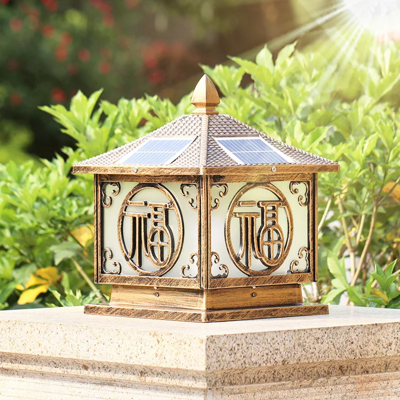 Luzes ao ar Livre da Lâmpada de Alta Qualidade à Prova Retro as Luzes de Manutenção Elegantemente Projetado Coluna Pilar Solar d' Água Luz Capitel 2 Cheap Lâmpadas solares