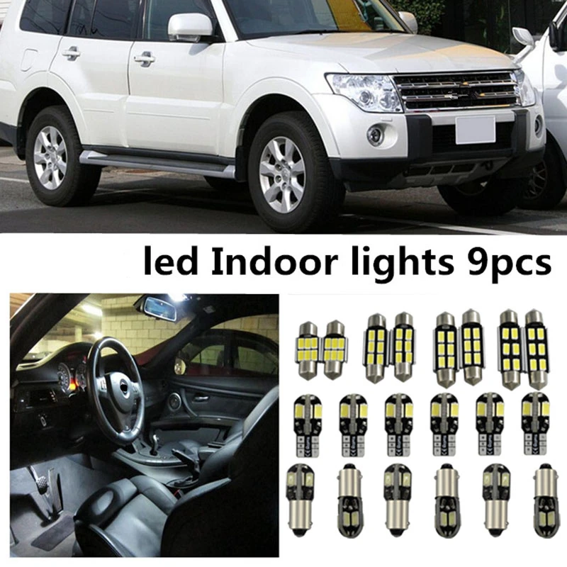 Комплект белого светодиодного освещения для салона Mitsubishi pajero 2007 2014 9 шт.|led light