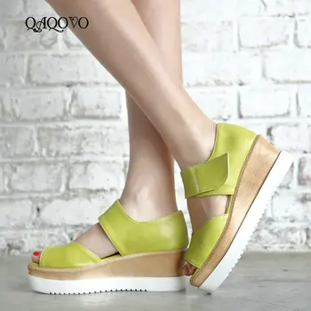 

Women Platform Wedges High Heel Sandals Fashion Hook Loop Open Toe Shoes 2019 New Summer Dress Shoes Big Size