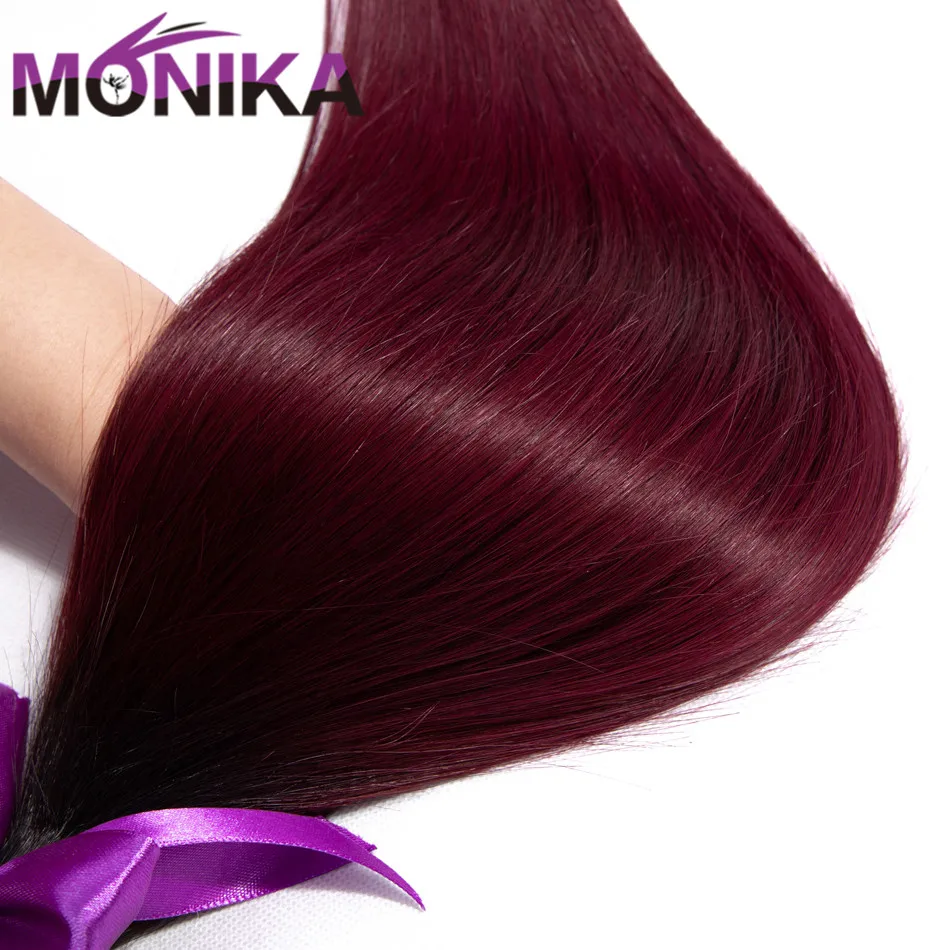 Monika волосы предварительно окрашенные т1в/99J пряди Омбре прямые пряди человеческие бразильские волосы переплетенные пряди не Реми конский хвост