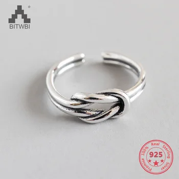 

925 Sterling Silver Double Twist Knot Open Rings for Women High Quality Lady Prevent Allergy Jewelry