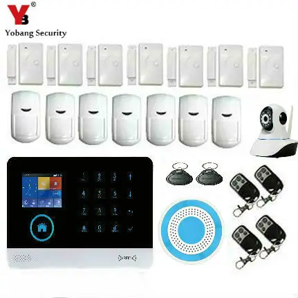 

YoBang Security WIFI 3G WCDMA/CDMA RFID Wireless Smart Home Security Alarm System Indoor IP Camera Flash Alert IOS Android APP.