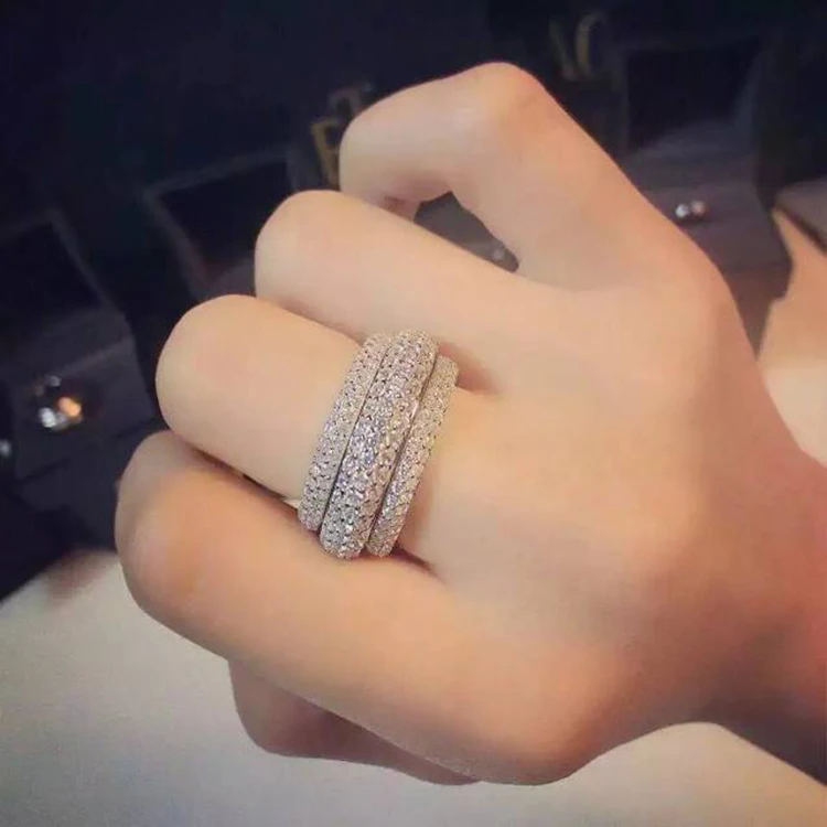 choucong Wieck Full Pave AAA Cubic Zirconia 925 Sterling Silver Simulated stones Women Wedding Engagement Band Ring Size5-11