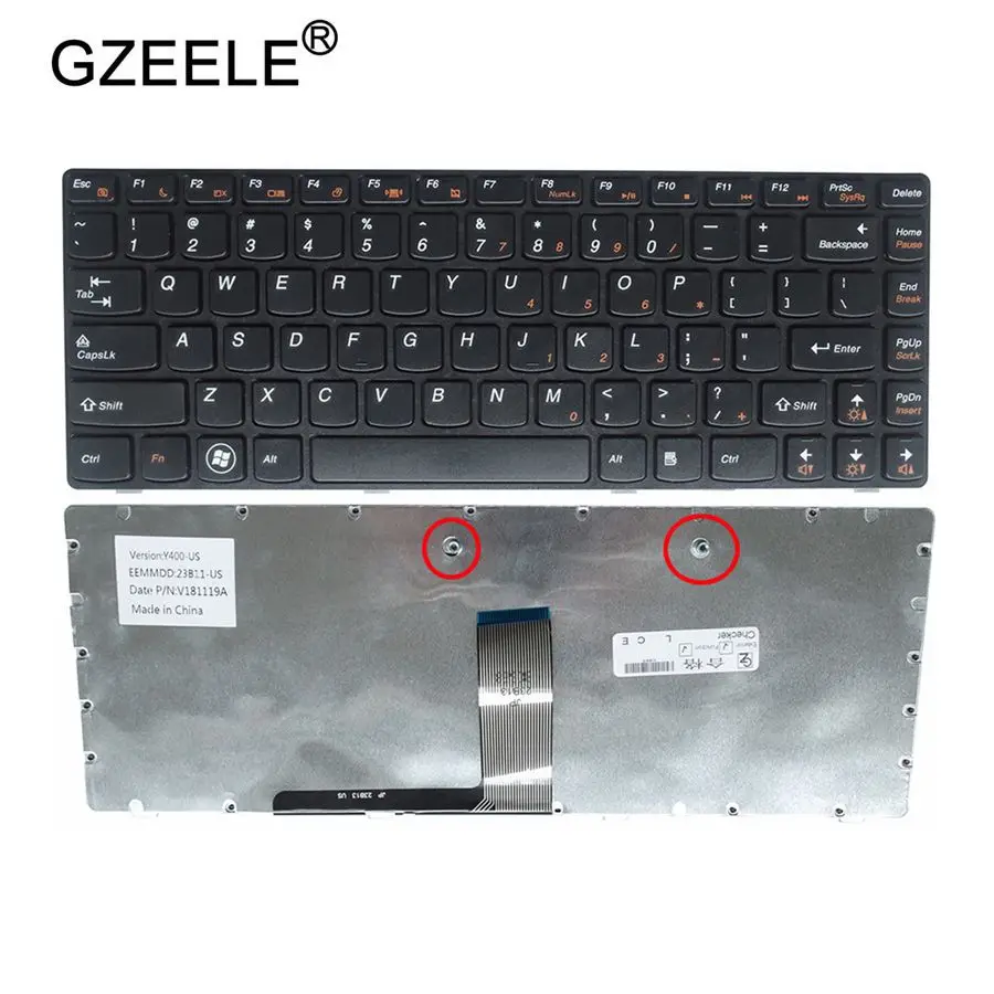 GZEELE Английский Клавиатура для ноутбука lenovo Y400 Y410 Y430P Y400P Y410P Y400N Y410N США черный