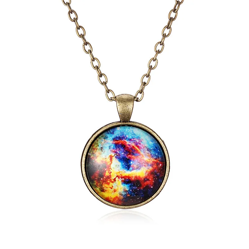 2016 Hot Fashion Galaxy Nebula Pendant Necklace Long Strip Leather