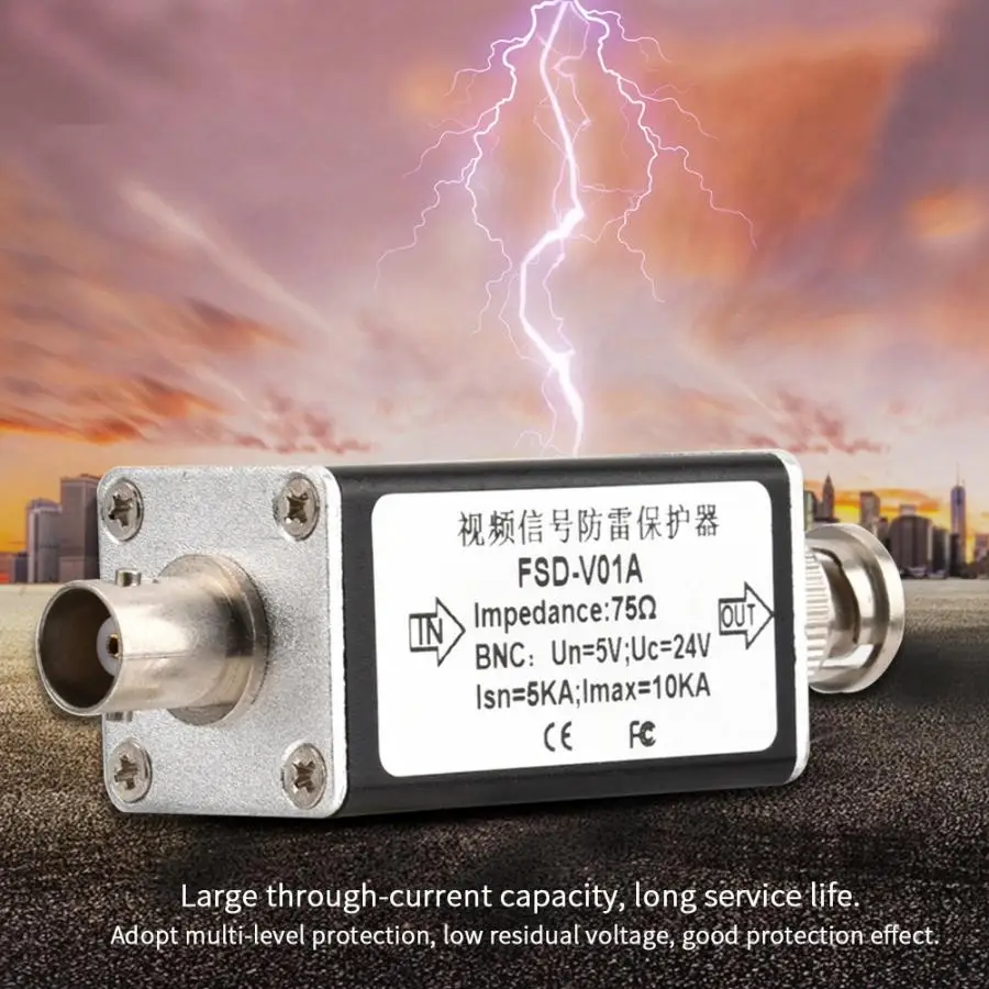 

CCTV Video BNC Surge Protector Analog Camera Thunder Lightning Arrester Protection Device 24V