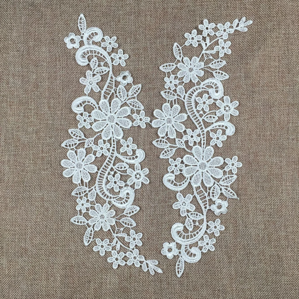 White Floral Venise Lace Applique Embroidered Guipure Sewing Lace Motif Trims for Sewing Clothing Dress DIY Crafts Supllies