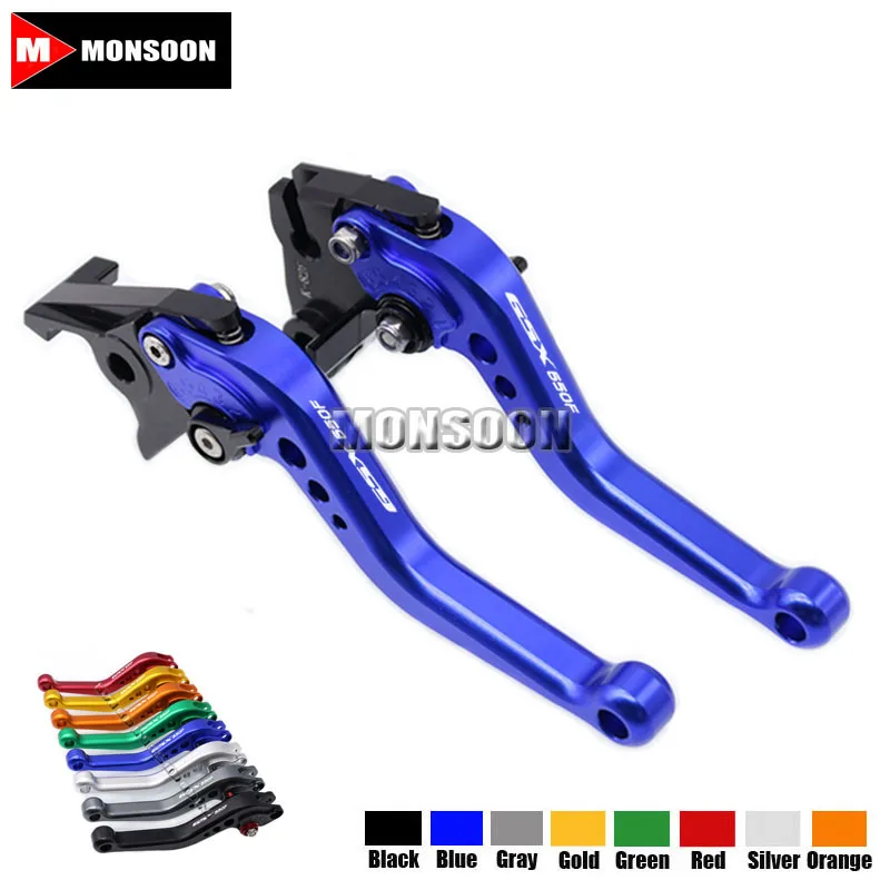 

LOGO GSX650F For SUZUKI GSX 650F GSX650F GSX650 F 2008-2014 Motorcycle Aluminum short Brake Clutch Levers Blue