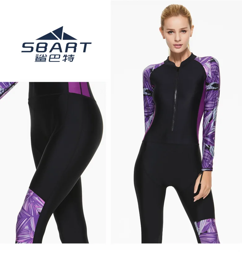SBART, Женский цельный костюм, женский костюм с принтом, сухой костюм для дайвинга, с длинными рукавами, для серфинга, защита от УФ-лучей, для предотвращения медузы, гидрокостюм