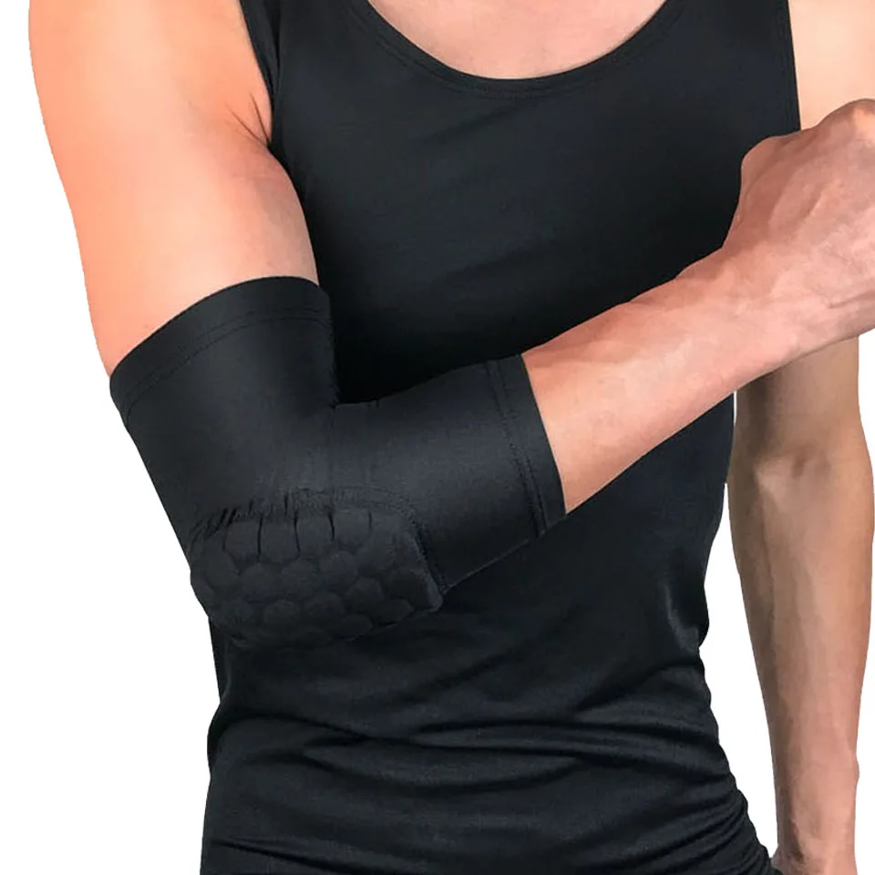 GOBYGO, 1 шт., эластичные баскетбольные налокотники, рукав для рук, устойчивые к царапинам, соты, налокотники, защита для локтя, защита, Спортивная безопасность - Цвет: Black
