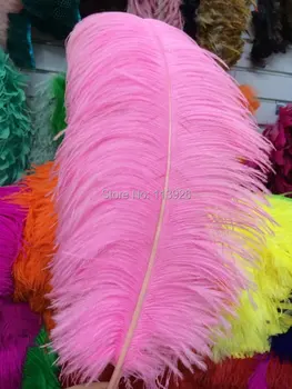 

Free shipping!50pcs 20-22 inches 50-55cm pink Ostrich feathers ostrich feather fringe trims for wedding party decorations