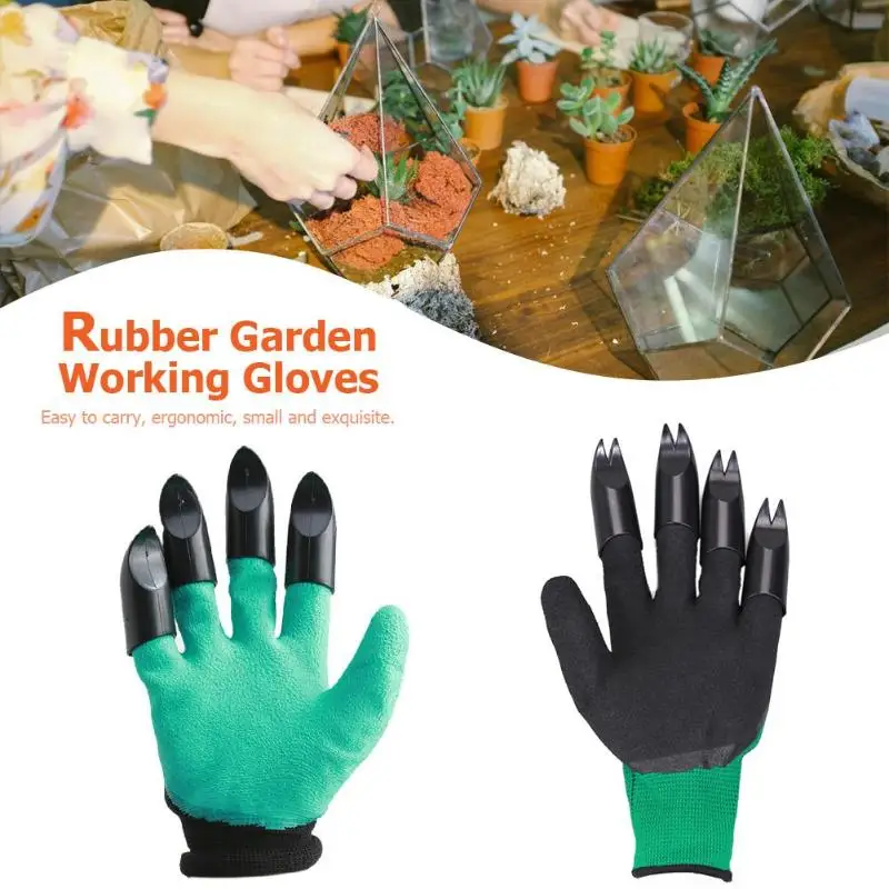 Practical 1 Pair Garden Gloves 4 ABS Plastic Garden Rubber Gloves With Claws Garden Plant Digging Protective Tool Practical 1 Pair Garden Gloves 4 ABS Plastic Garden Rubber Gloves With Claws Garden Plant Digging Protective Tool