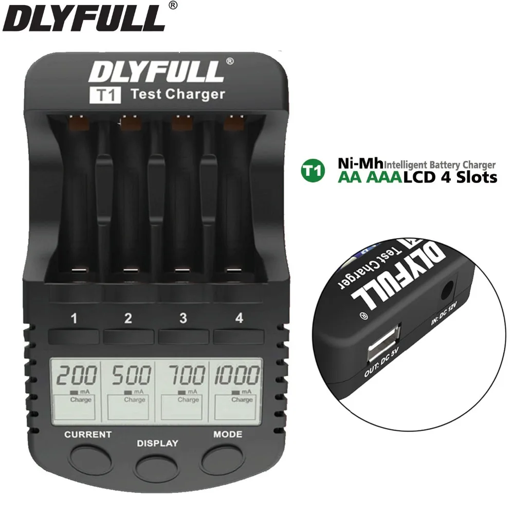 

DLYFULL T1 Battery Charger LCD Display With 4 Slots For AA AAA Ni-CD Ni-MH Rechargeable betteries